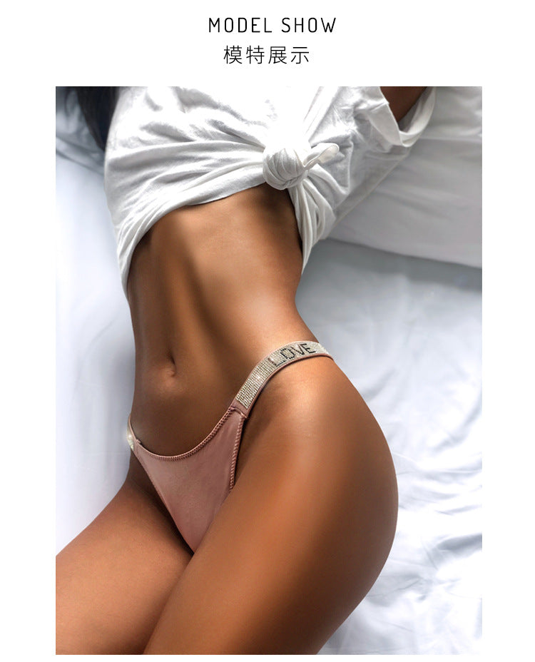 Ice silk seamless G-string lingerie with rhinestones and leopard print, low waist fit, from The Clothing Company Sydney.