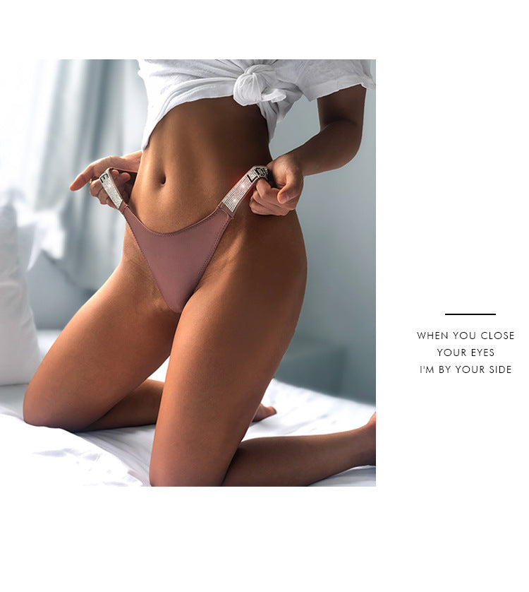 Ice Silk seamless G-string lingerie with rhinestone leopard print, low waist design, by The Clothing Company Sydney.