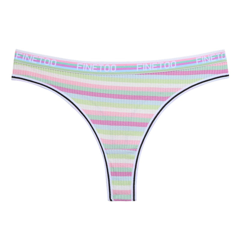 3 Pack Cotton Mix Seamless G-string Colorful Striped Lingerie Panties S-XL Thongs Female Letter Waist Underwear Briefs The Clothing Company Sydney
