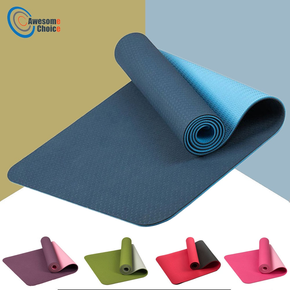 Double-color TPE yoga mat from The Clothing Company Sydney, 183x61cm, 6mm thick, non-slip exercise and fitness sport mat.