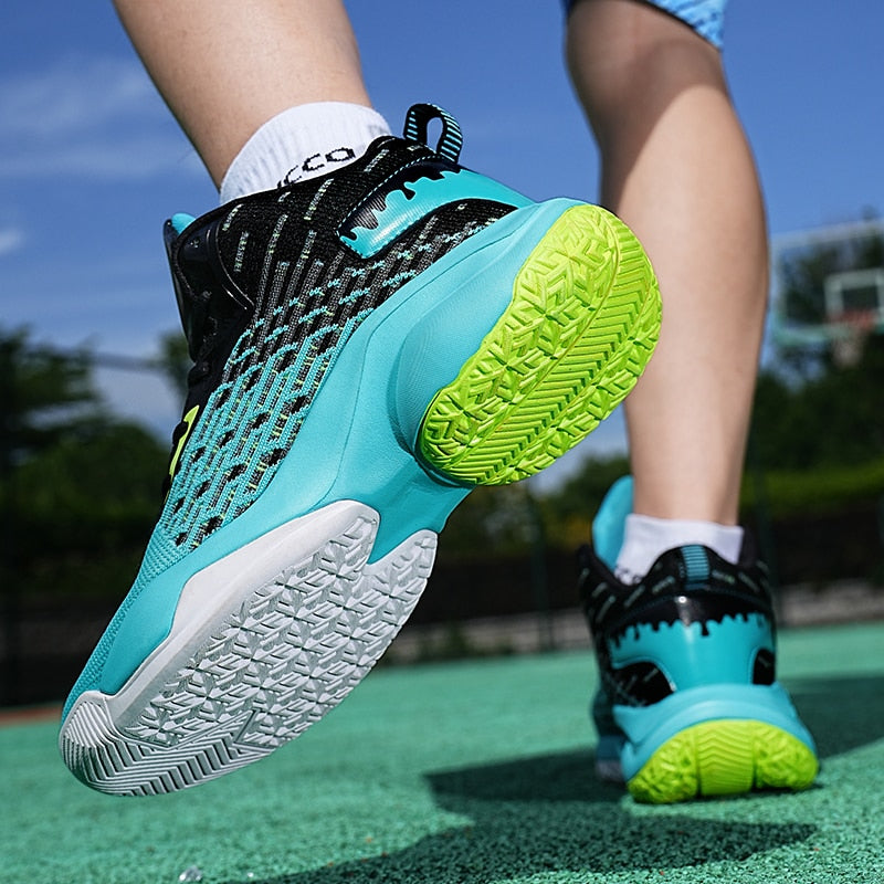 Men's boys basketball shoes by The Clothing Company Sydney, high-top sneakers with outdoor-ready design and sporty style.