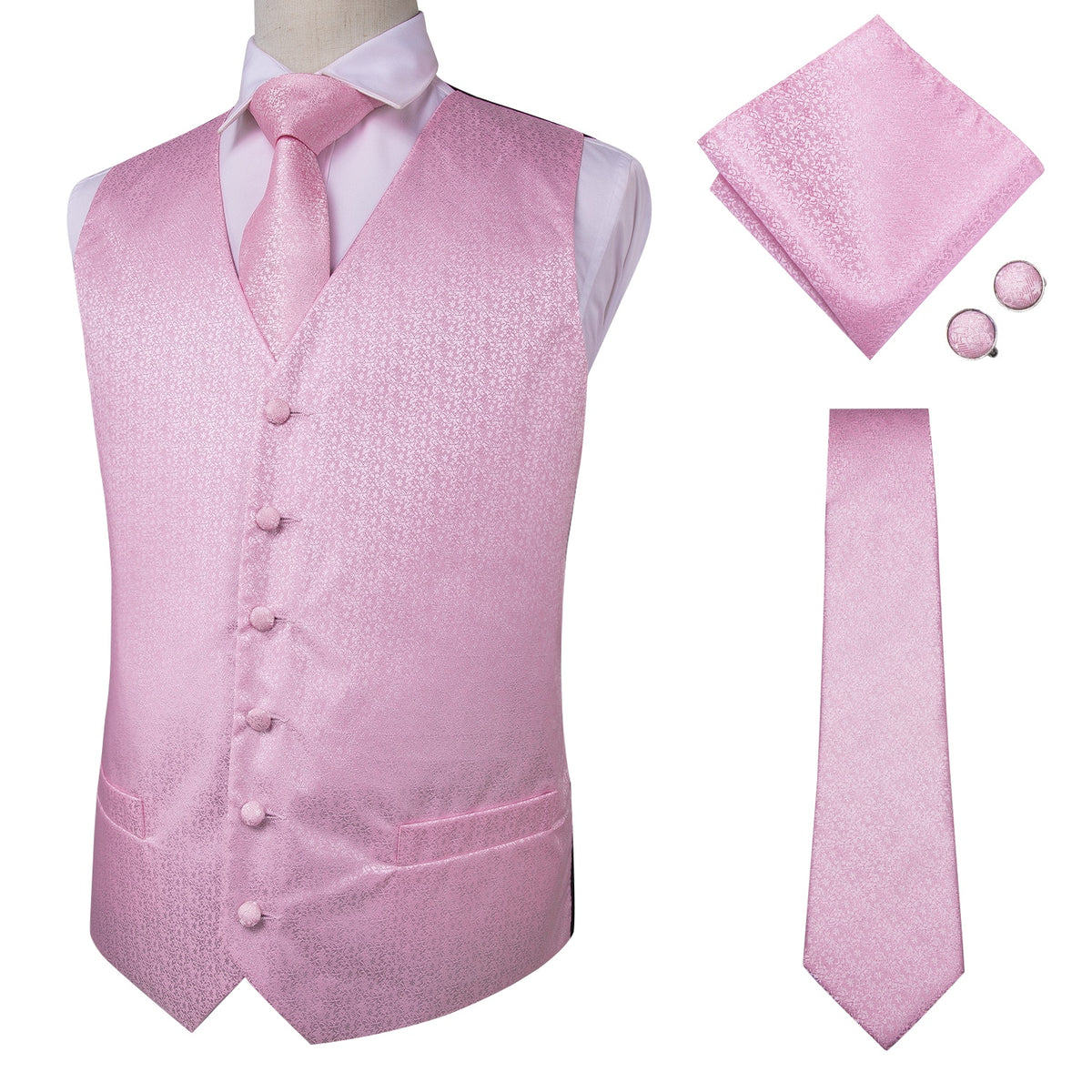 Blue and gold silk men's vest and tie set with paisley, floral, and plaid patterns for wedding or formal wear by The Clothing Company Sydney