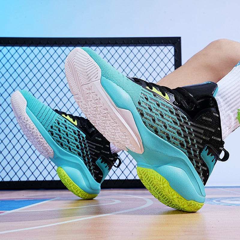 Men's boys basketball shoes by The Clothing Company Sydney, high top trainers with outdoor design and stylish sneakers.