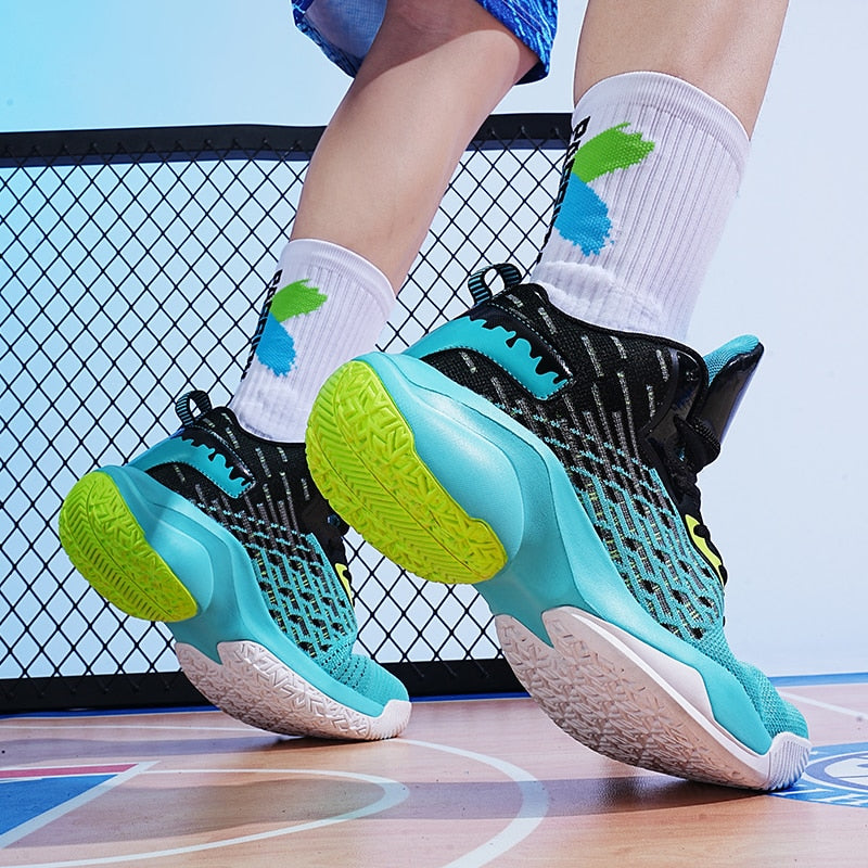 Men's boys basketball high top sneakers by The Clothing Company Sydney, outdoor designer athletic trainers with sporty design.