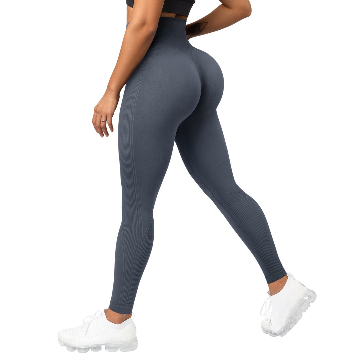 High-waisted seamless fitness leggings by The Clothing Company Sydney with scrunch butt lifting design and supportive gym wear for women.