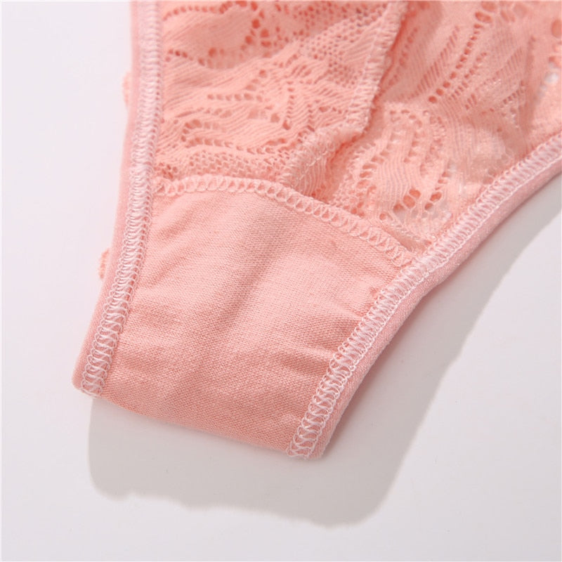 Three pairs of soft lace G-string panties from The Clothing Company Sydney, featuring feminine thong lingerie and comfortable fit.