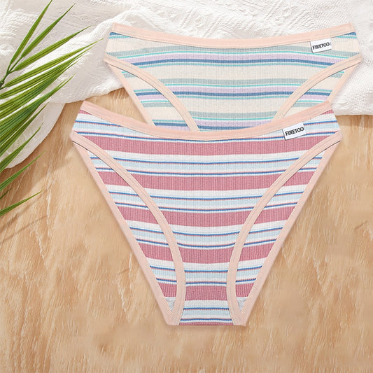 2 Pack Cotton Mix Panties Femme Colorful Striped Lingerie Briefs Underpant Ladies Underwear The Clothing Company Sydney