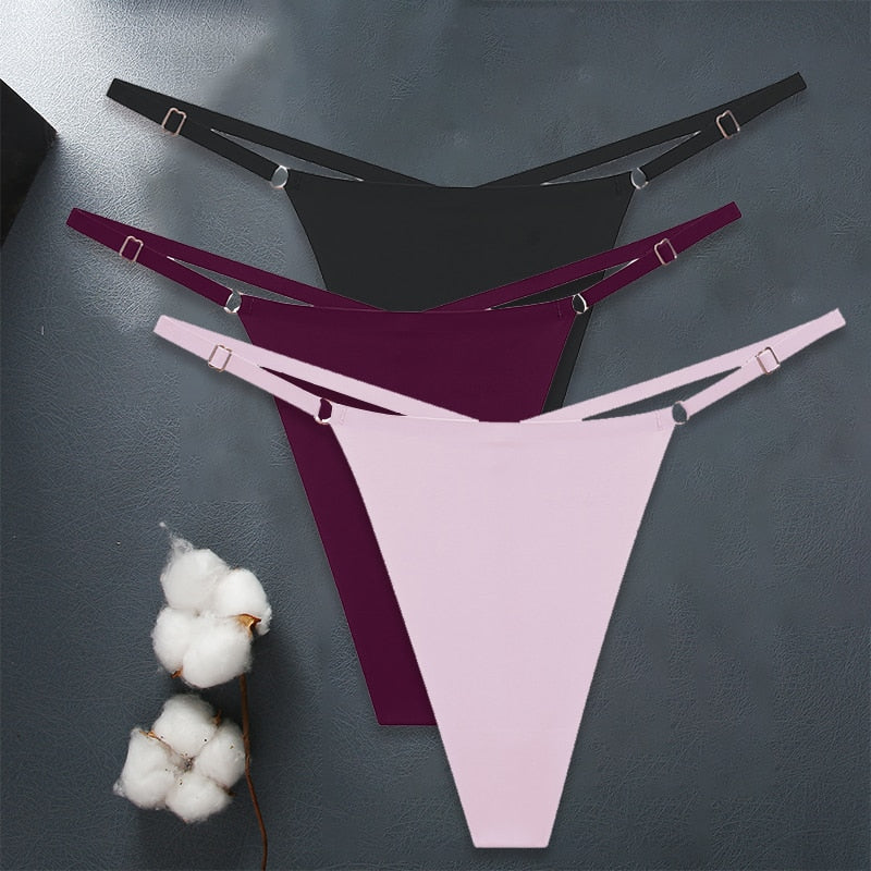 Three-pack seamless women G-string lingerie set with adjustable straps, ice silk material, and cross waist design by The Clothing Company Sydney