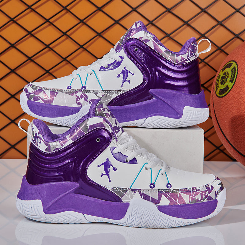 Kids basketball sneakers by The Clothing Company Sydney, breathable and comfortable boys and girls athletic shoes with sporty design.