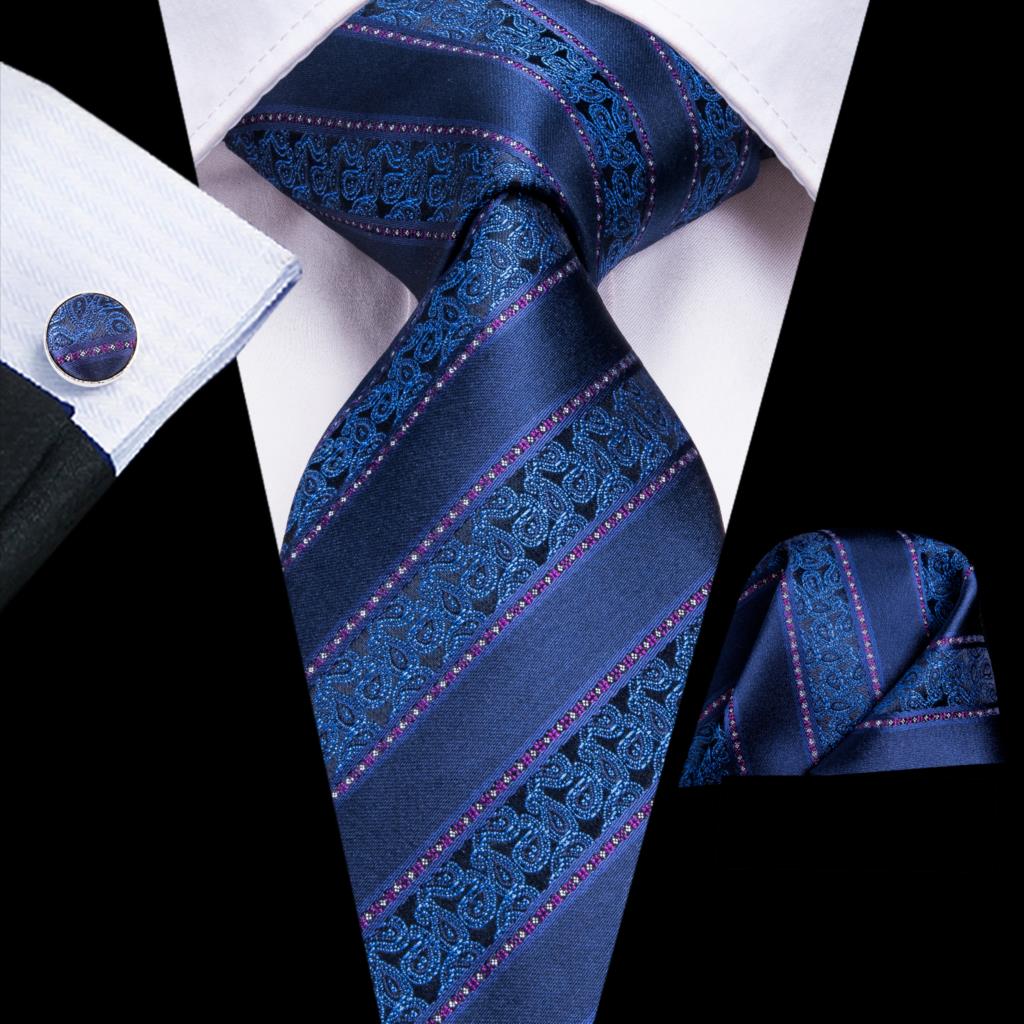 Blue silk business tie with dots, plaid pattern, and matching cufflinks from The Clothing Company Sydney for wedding or business attire.