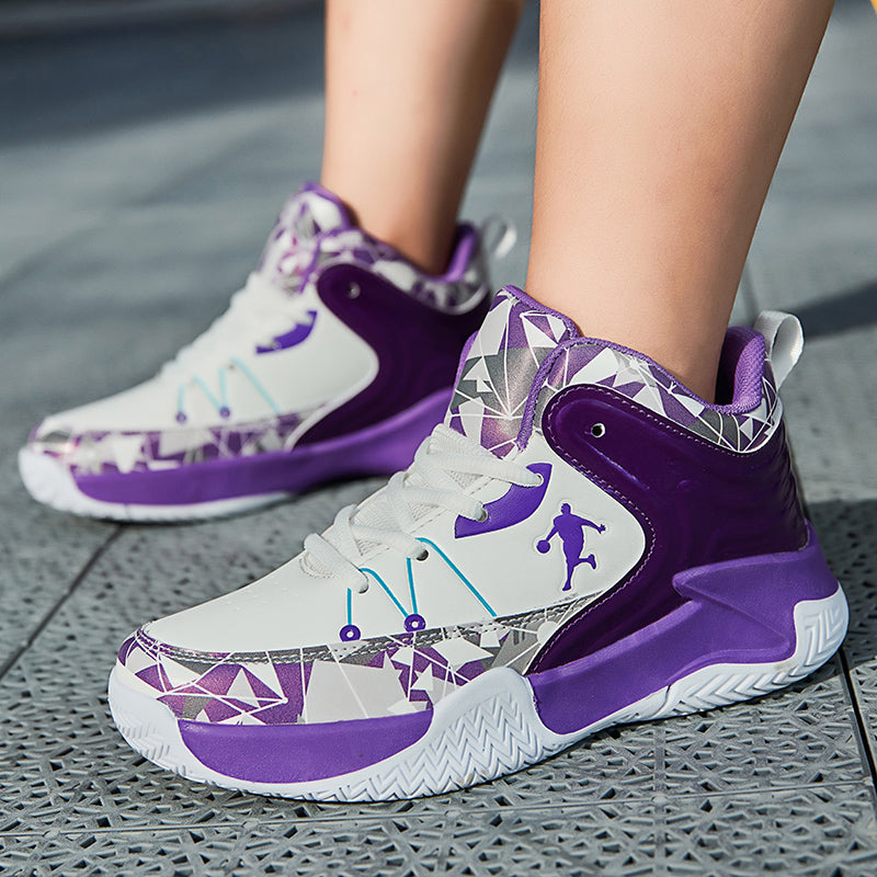 Kids basketball sneakers by The Clothing Company Sydney, comfortable and breathable shoes for boys and girls, suitable for active play.