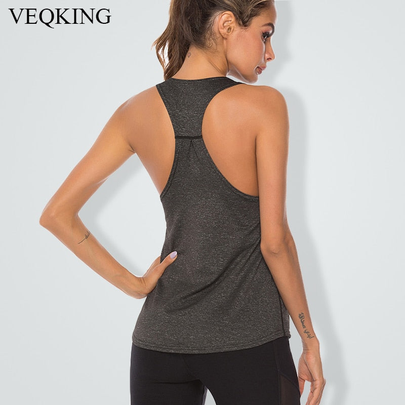 Women's sleeveless racerback running vest by The Clothing Company Sydney, athletic fitness sport tank top for gym and yoga.