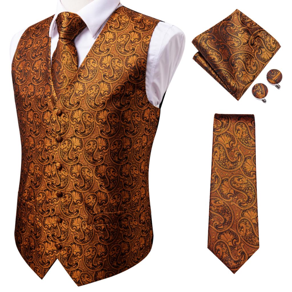 Luxury men's vest and tie set by The Clothing Company Sydney featuring paisley, floral, plaid silk vest in blue, gold, red, silver for weddings