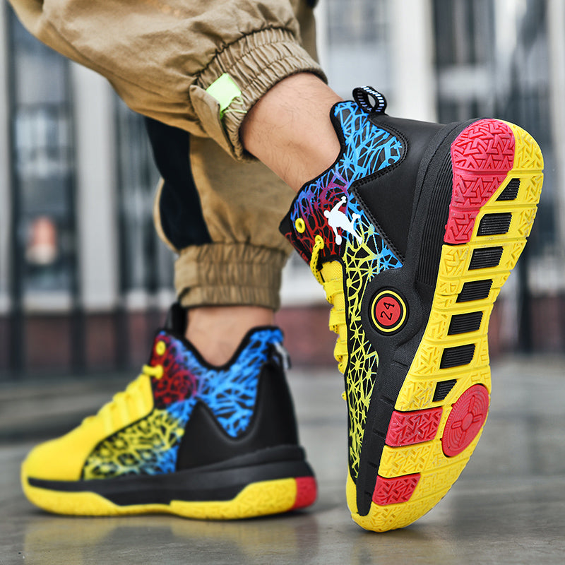 Kids basketball sneakers by The Clothing Company Sydney, breathable and comfortable student shoes for boys and girls, shown in image.