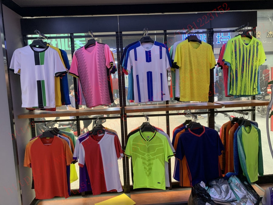 Adult kids football jersey and shorts set by The Clothing Company Sydney, featuring boys and girls soccer uniform in sport clothes style.