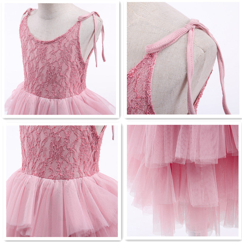 Kids girls summer princess tulle dress with layered cake and flower details, perfect for beach, birthday, or casual summer wear.