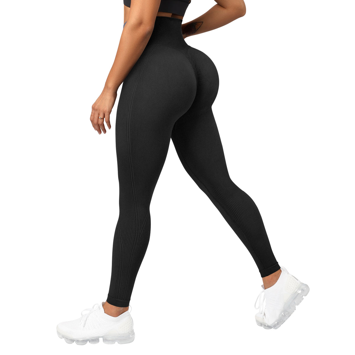 High-waisted seamless fitness leggings by The Clothing Company Sydney, with scrunch butt lifting and push-up design for women.