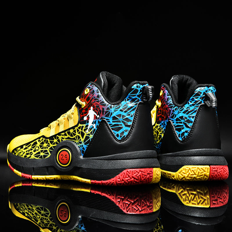 Kids basketball sneakers by The Clothing Company Sydney, comfortable and breathable shoes for boys and girls, ideal for active play.