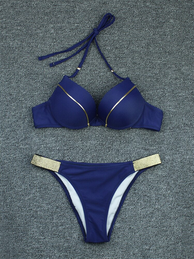 Black leopard print bikini set with tassels, push-up design, and Brazilian style for summer beachwear by The Clothing Company Sydney.