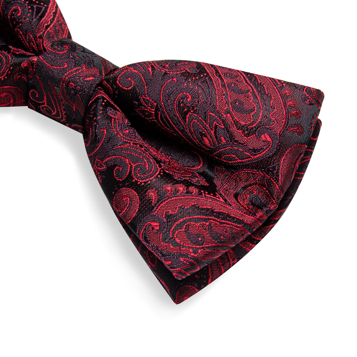 Red pre-tied wedding bow tie for men with cufflinks and corsage set, silk butterfly knot accessory for formal parties.