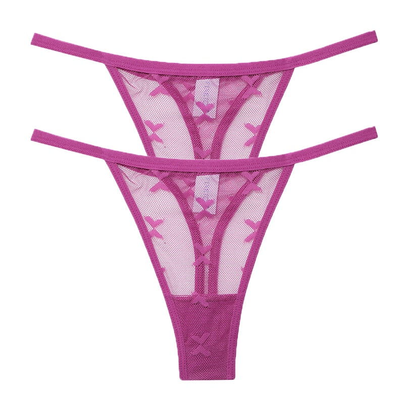 Two-pack mesh G-string panties for women, transparent seamless thong underwear by The Clothing Company Sydney, soft and comfortable lingerie