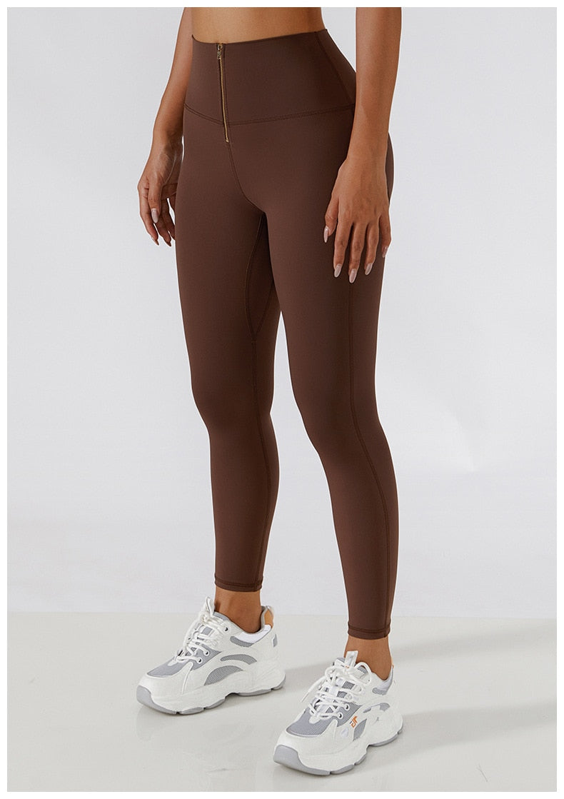 Women's high waist yoga leggings and skirt set with zipper sports bra, fitness workout outfit by The Clothing Company Sydney