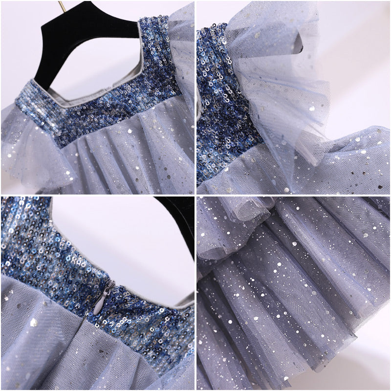 Kids summer princess beach dress by The Clothing Company Sydney with sleeveless layered tulle, floral accents, perfect for birthday parties.