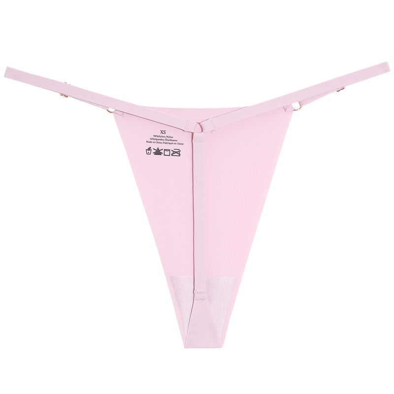 Three seamless women G-string lingerie panties set with adjustable straps, ice silk material, cross waist design from The Clothing Company Sydney.