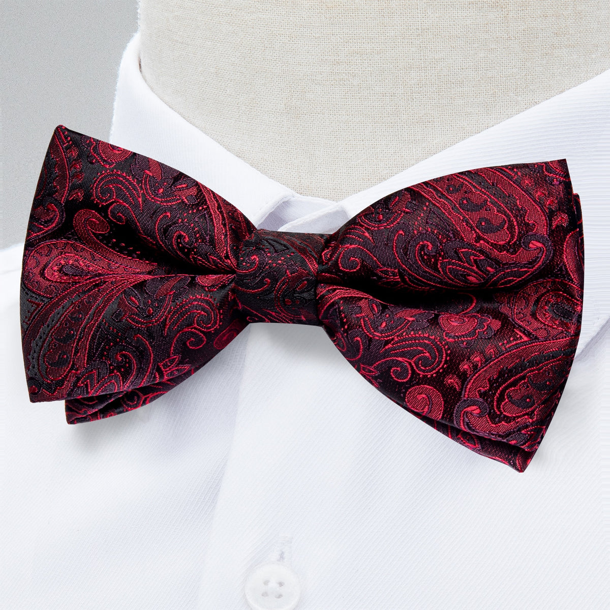 Classic red pre-tied wedding bow tie set with cufflinks and corsage, silk butterfly knot, for men's accessories by The Clothing Company Sydney