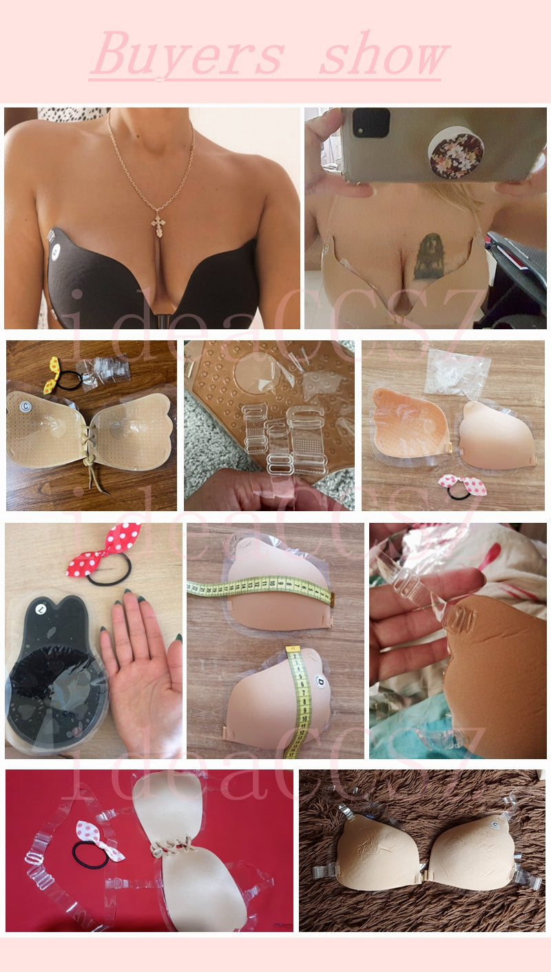 Invisible silicone push-up bra from The Clothing Company Sydney with transparent straps, backless design, and reusable bralette style.