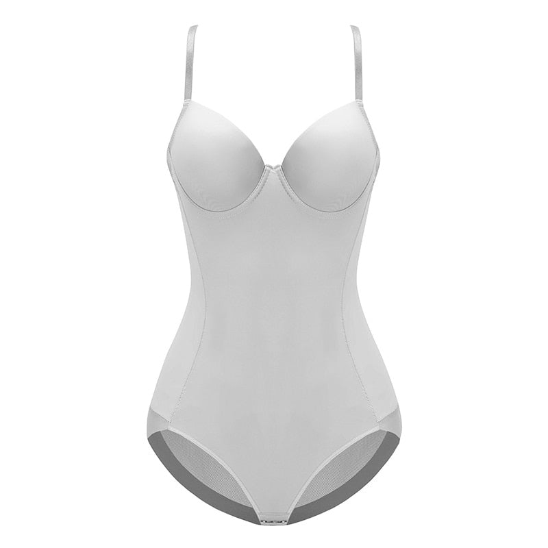 White underwire bodysuit by The Clothing Company Sydney, women's shapewear with silky fabric and solid color design.