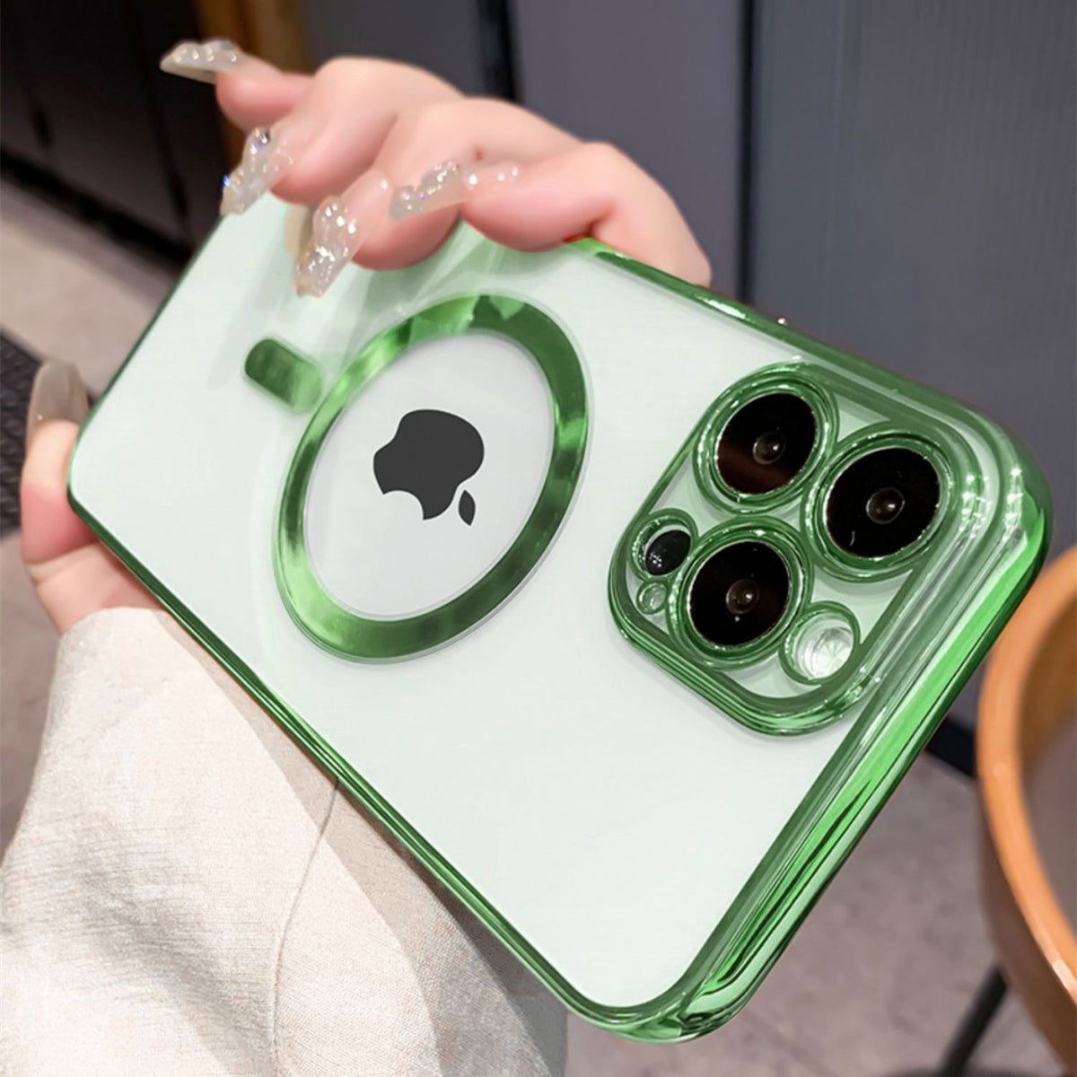 Luxury plating clear magnetic iPhone case by The Clothing Company Sydney, soft silicone cover for MagSafe wireless charging.