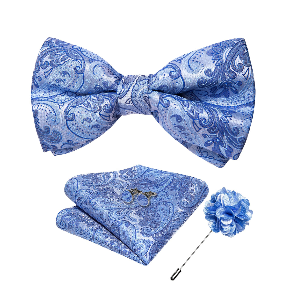 Classic red pre-tied bow tie with matching cufflinks and corsage set, men's wedding accessories by The Clothing Company Sydney.