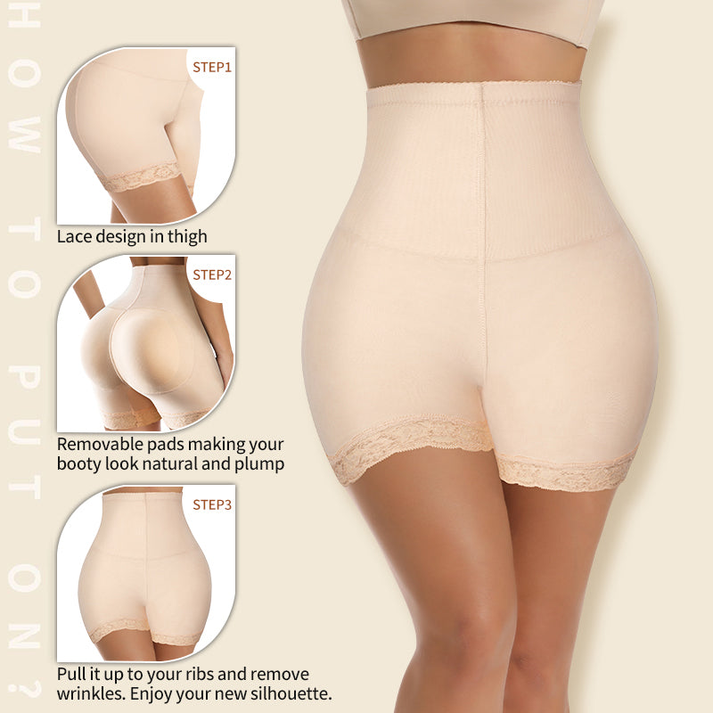 Women's seamless high waist butt lifter shapewear from The Clothing Company Sydney with padded hip and push-up design.