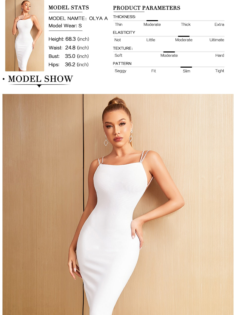 Summer spaghetti strap backless bandage dress by The Clothing Company Sydney, featuring diamond accents for evening or party wear.