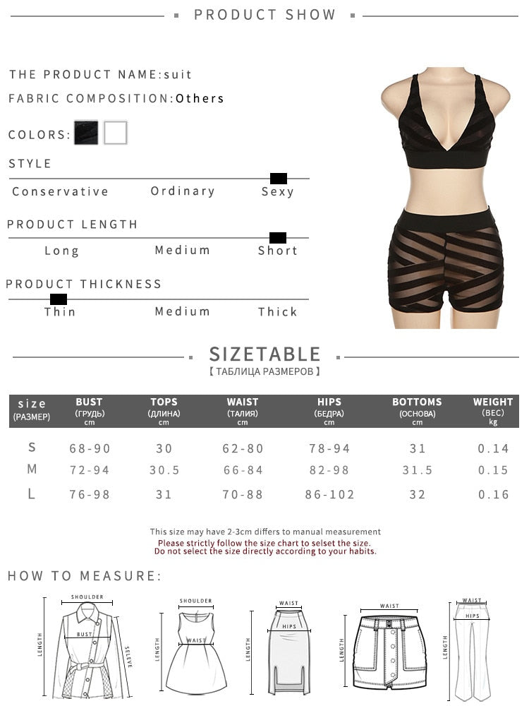 Mesh sexy 2-piece set for women featuring deep V-neck crop top and high waist see-through shorts, by The Clothing Company Sydney.