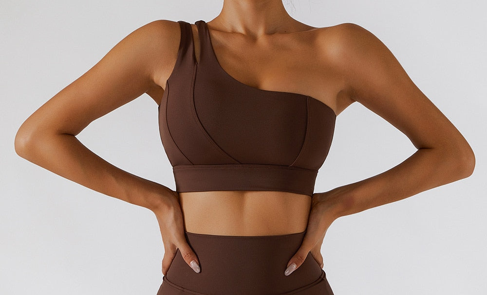 Women's yoga set by The Clothing Company Sydney, high waist leggings with skirt and zipper sports bra for gym and workout fitness.