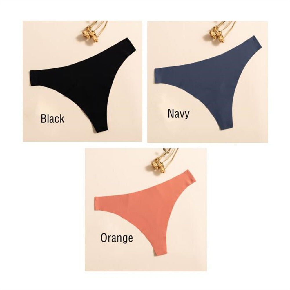 Three packs of seamless, ultra-thin ladies G-string thong briefs in solid colors from The Clothing Company Sydney.
