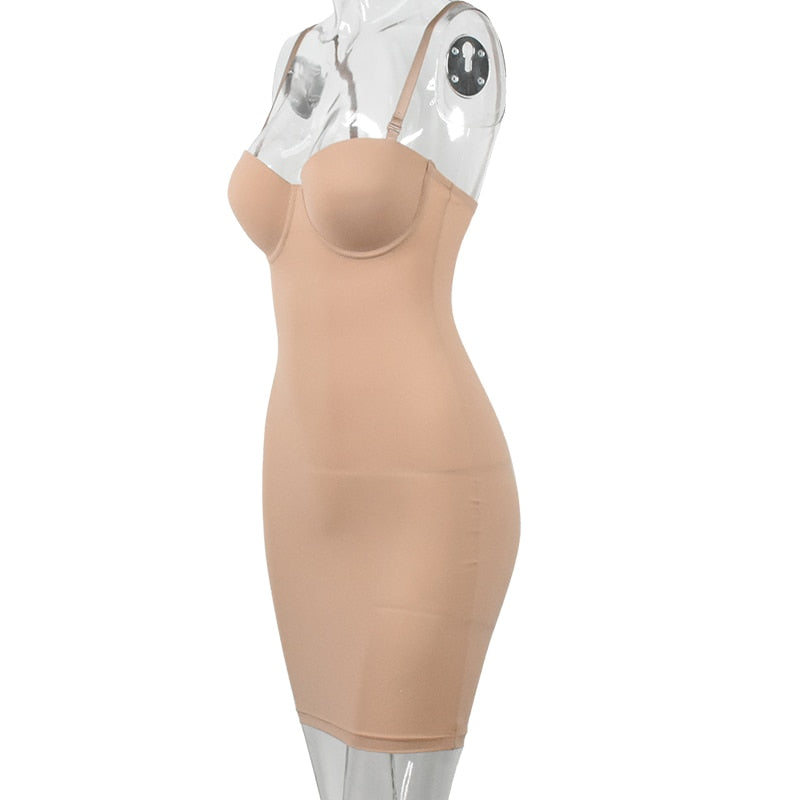 White mesh shapewear slip for women with underwire, underdress design, mini length, and control shaping from The Clothing Company Sydney.