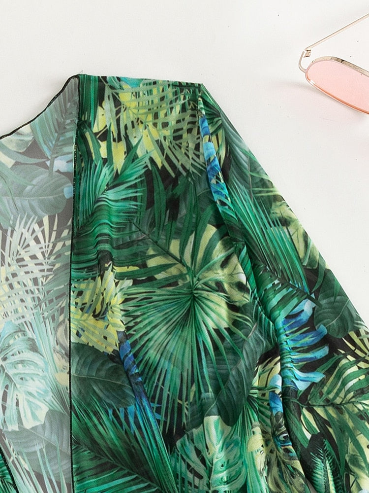 Three-piece bikini beach cover-up set with matching tunics and swimsuit from The Clothing Company Sydney, ideal for summer beachwear.