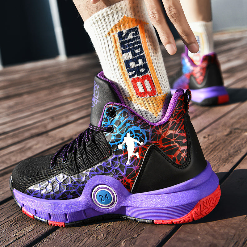 Kids basketball sneakers by The Clothing Company Sydney, breathable and comfortable boys and girls sports shoes with stylish design.