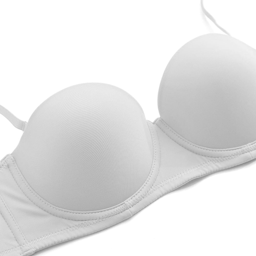 Seamless strapless bra by The Clothing Company Sydney featuring 1/2 cups, invisible design, and detachable shoulder straps.