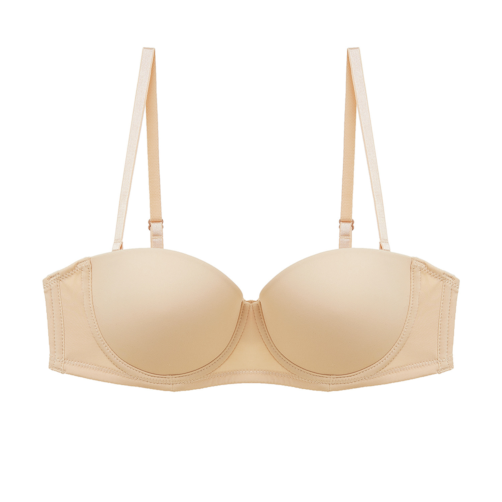 Seamless strapless bralette by The Clothing Company Sydney with 1/2 cup design, invisible fit, and detachable shoulder straps.