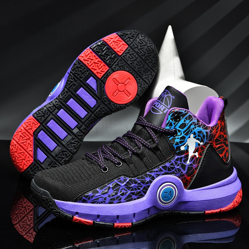 Kids basketball sneakers by The Clothing Company Sydney, comfortable and breathable shoes for boys and girls, suitable for sports.