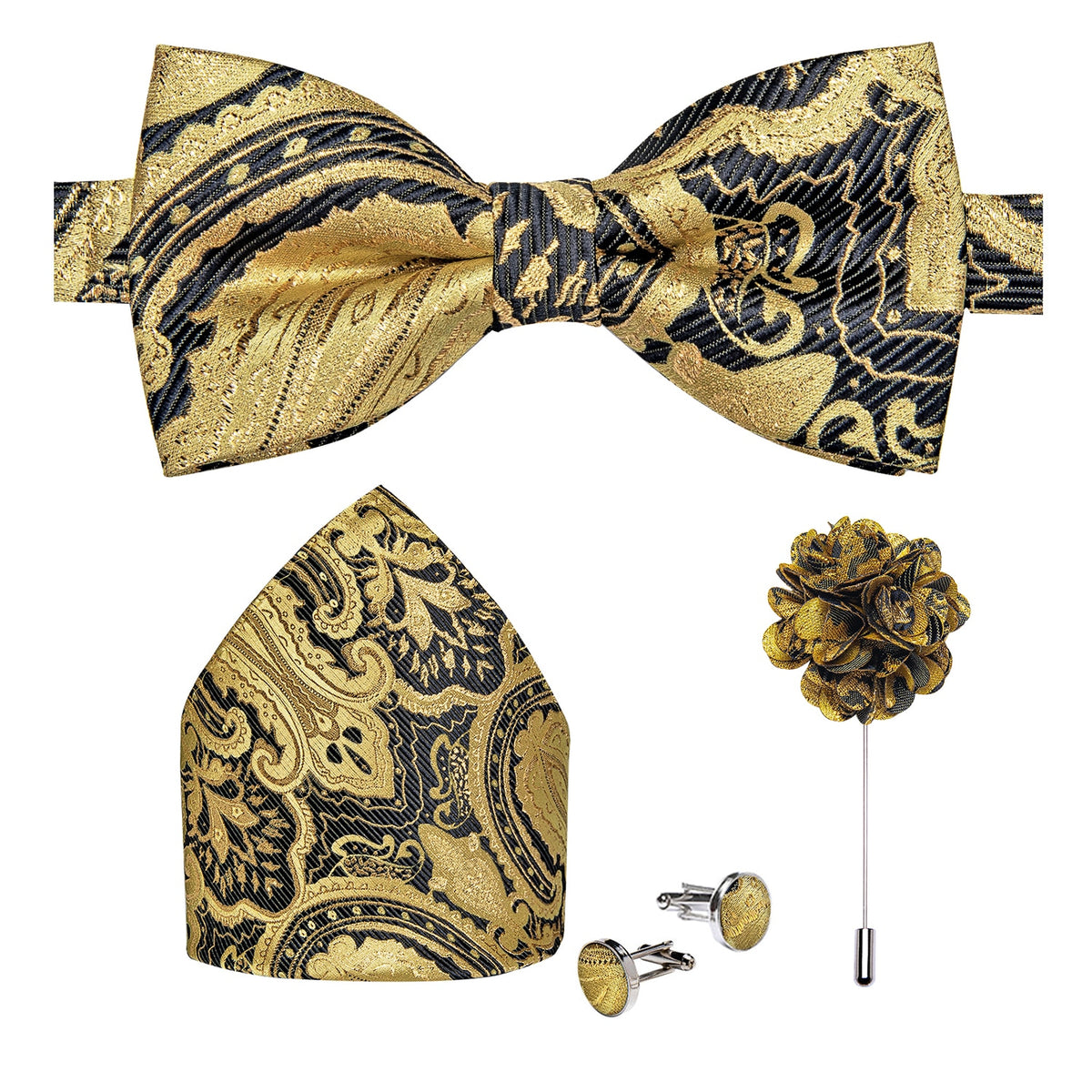 Classic red pre-tied wedding bow tie set with silk butterfly knot, cufflinks, and corsage for men's accessories by The Clothing Company Sydney