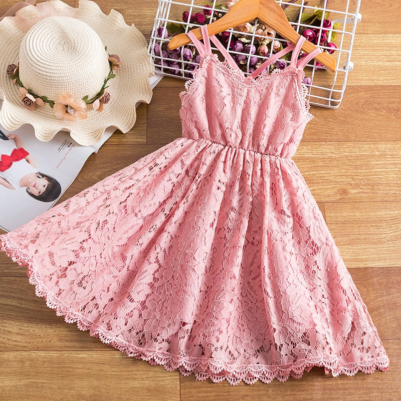 Girls' summer princess casual kids' beach tulle dress with layered cake flower design and sleeveless style by The Clothing Company Sydney