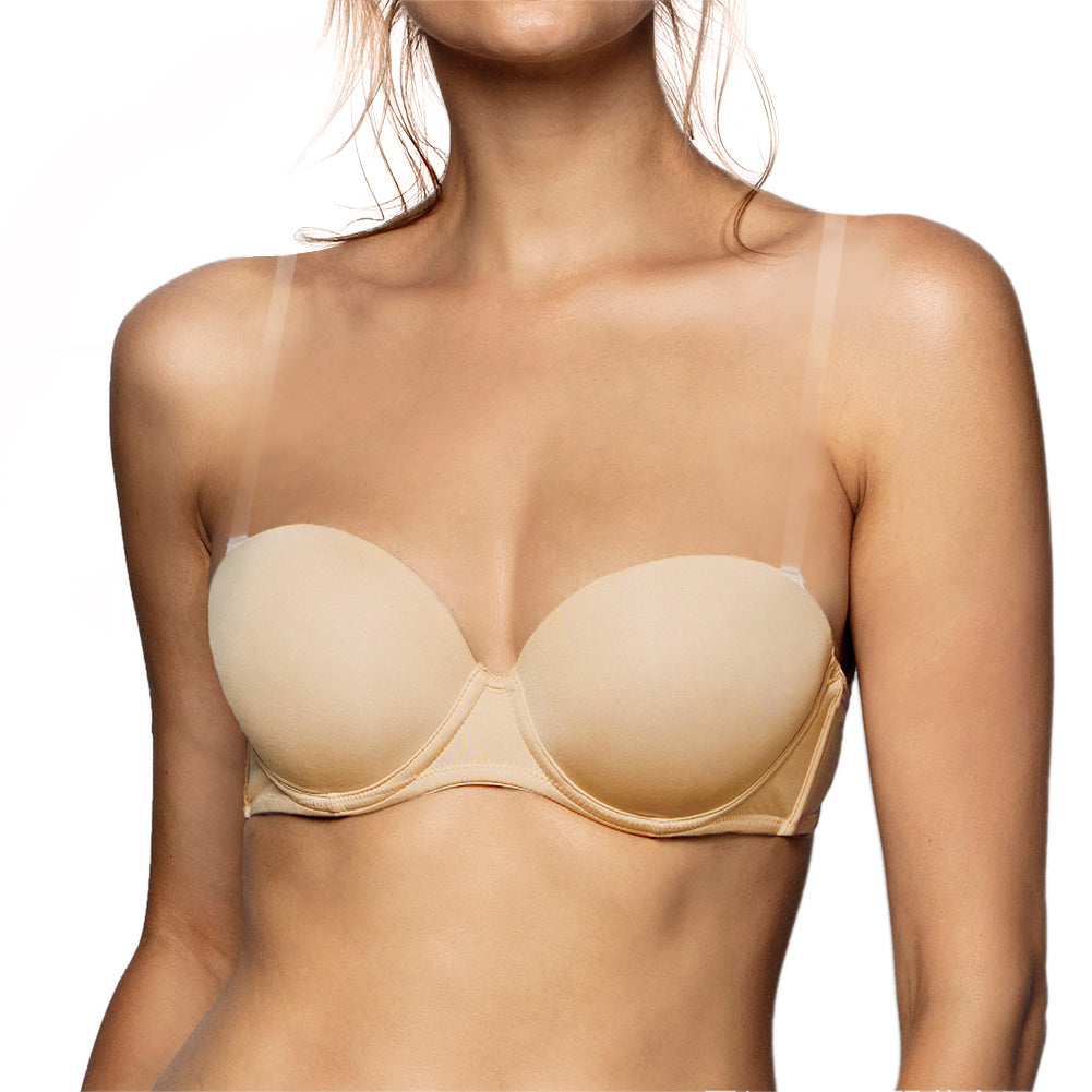Seamless strapless bralette with 1/2 cup design, detachable shoulder straps, black lingerie from The Clothing Company Sydney