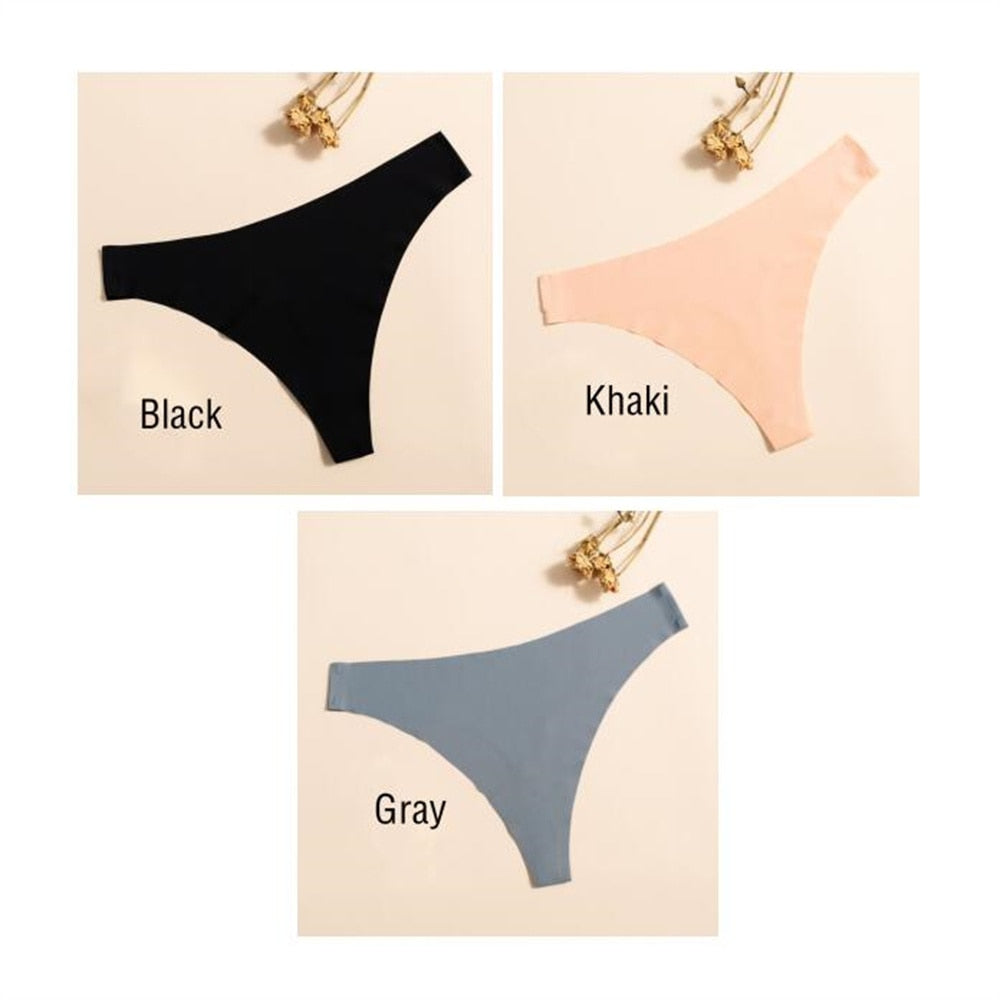 Three pack of ultra-thin seamless solid color lingerie G-string thong briefs for women, from The Clothing Company Sydney.