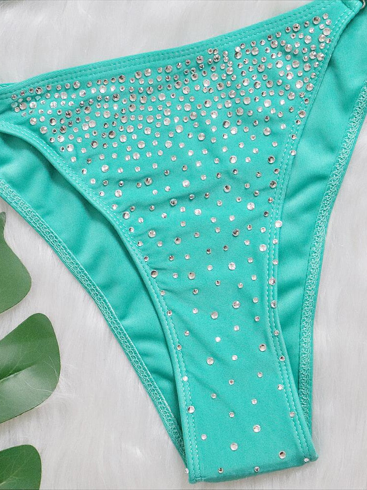 Shiny Sequins Diamond Bikini Women Swimwear Female Swimsuit Two-pieces Bikini set Halter Bather Bathing Suit The Clothing Company Sydney