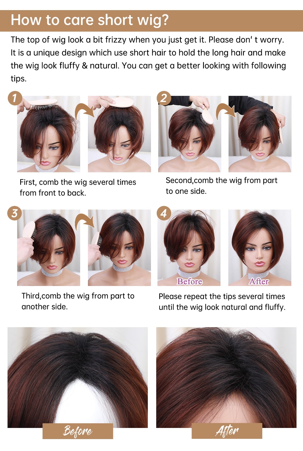 Short Straight Bob Wigs with Bang Golden Brown Natural Synthetic Hair for Women Daily Cosplay Heat Resistant Fiber Wigs The Clothing Company Sydney